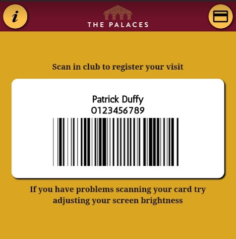 Membership Card Scan the app when you arrive in club