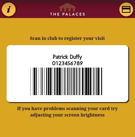 Scan the app when you arrive in club